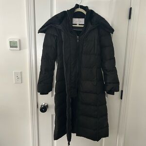 Jessica Simpson Long Black Puffer Coat | Faux Fur Collar | Size Small |